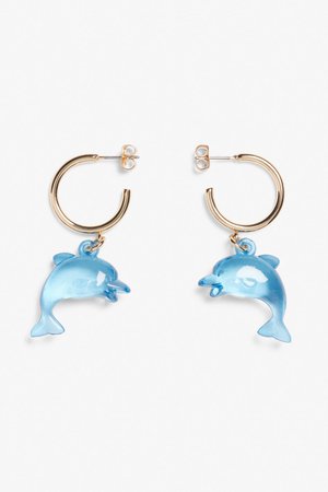 Dolphin hoop earrings - Dolphin - Monki WW