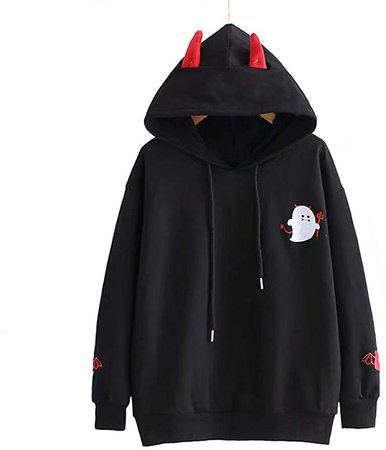 Amazon.com: SMSCHHX Harajuku Hoodies Girl Little Devil Horns Gothic Hooded Sweatshirts Women Lolita Pullovers Tops Black, Large: Clothing