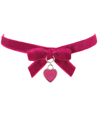 Pink Velvet Bow Heart Choker (HVST edit)