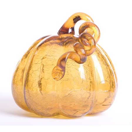 Glitzhome Amber Crackle Glass Pumpkin & Reviews | Wayfair