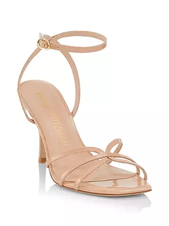 Shop Stuart Weitzman Barely There Patent-Leather Strappy Sandals | Saks Fifth Avenue