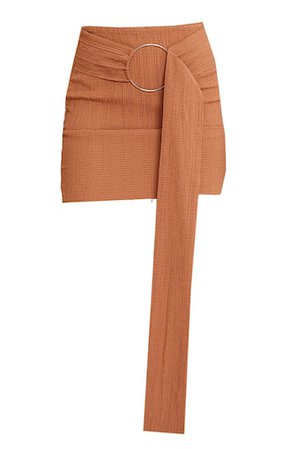 Rust Textured Oversized Ring Waist Mini Skirt | PrettyLittleThing USA
