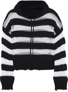 Marvin Striped Open-knit Cotton Hooded Sweatshirt