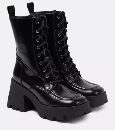 Bulla Candy Leather Combat Boots in Black - Nodaleto | Mytheresa