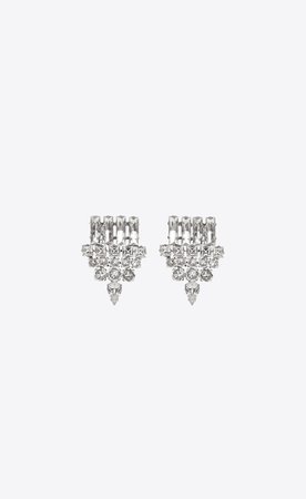 Saint Laurent ‎Smoking Earrings In Silver Brass And Clear Crystal ‎ | YSL.com
