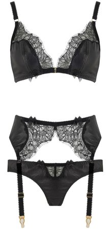 MARTY SIMONE • LUXURY LINGERIE - Edge o’ Beyond | Odile - in leather & Leavers lace...