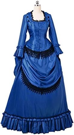 Amazon.com: Steampunk Victorian Gothic Cosplay Costume Victorian Bustle Dress Gown Costume Edwardian Dress Blue : Clothing, Shoes & Jewelry