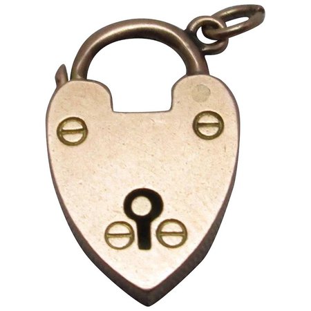 9ct Rose Gold Heart Charm Padlock Clasp Findings Contemporary 2003 : Top Banana Antiques Mall | Ruby Lane