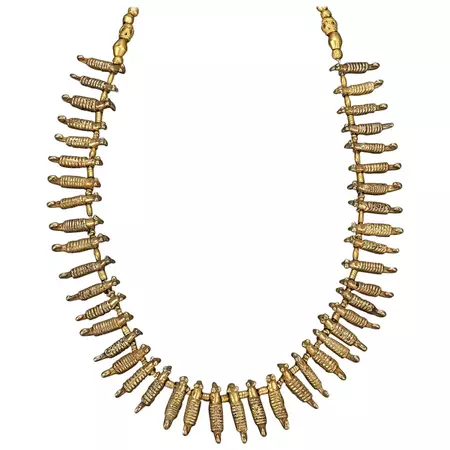 Pre-Columbian Sinu Gold and Bead Necklace For Sale at 1stDibs
