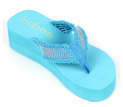 blue platform sandals