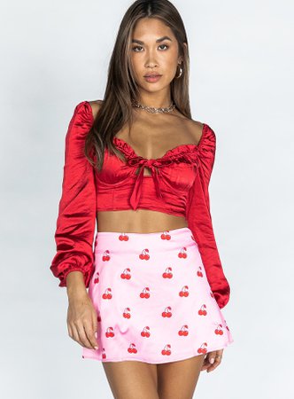 Cherry Mini Skirt Pink