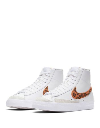 Nike Blazer Mid '77 SE leopard print sneakers in white | ASOS