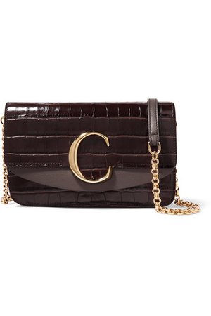 Chloé | Chloé C mini croc-effect and smooth leather shoulder bag | NET-A-PORTER.COM