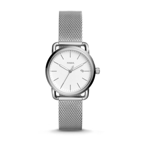 The Commuter Three-Hand Date Stainless Steel Watch - Fossil