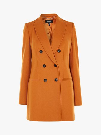 Karen Millen Longline Tailored Coat, Burnt Orange at John Lewis & Partners