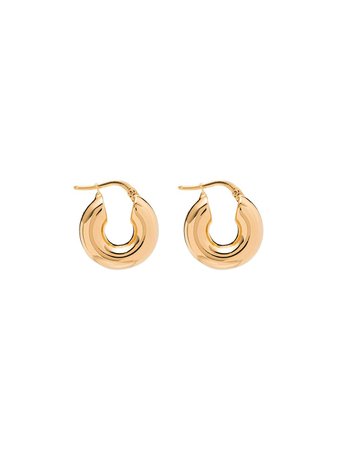 Shop gold Jil Sander mini hoop earrings with Express Delivery - Farfetch