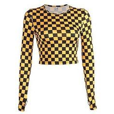 yellow black checked top