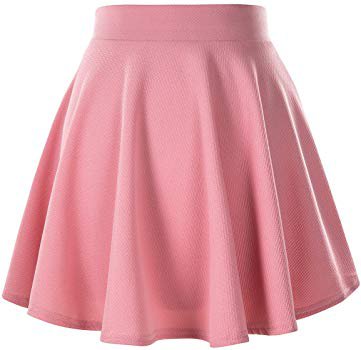 Urban CoCo Women's Basic Versatile Stretchy Flared Casual Mini Skater Skirt (Small, Pink) at Amazon Women’s Clothing store: