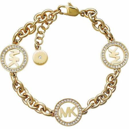 MICHAEL KORS Fulton Logo Yellow Gold Chain Bracelet Crystals MKJ4729710 + MK BOX | eBay