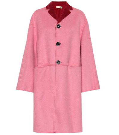 Reversible wool and cashmere coat