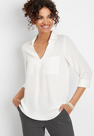 solid v-neck popover blouse | maurices