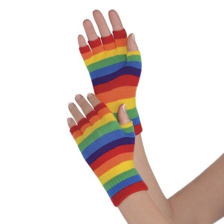 rainbow fingerless gloves
