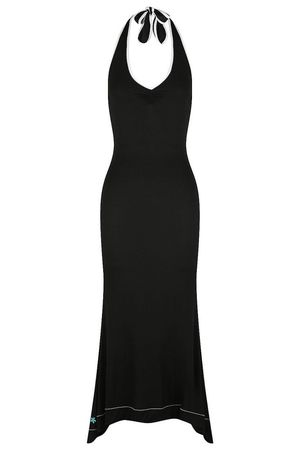 Black halter maxi dress