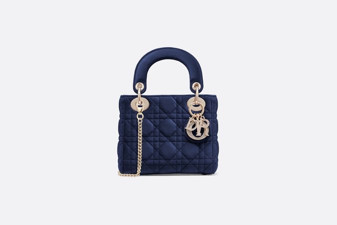 Mini Lady Dior Bag Blue Velvet - Bags - Women's Fashion | DIOR