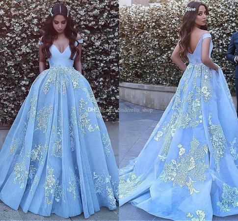 Gold and Light Blue Gown