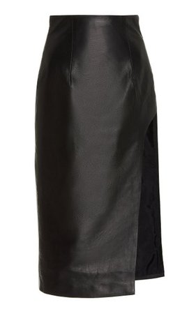 Sculpted Leather Midi Skirt By Sergio Hudson | Moda Operandi