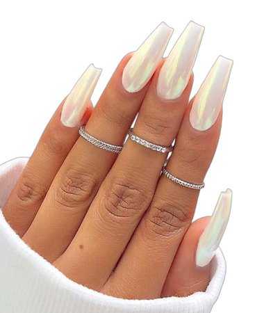 pearl white coffin nails
