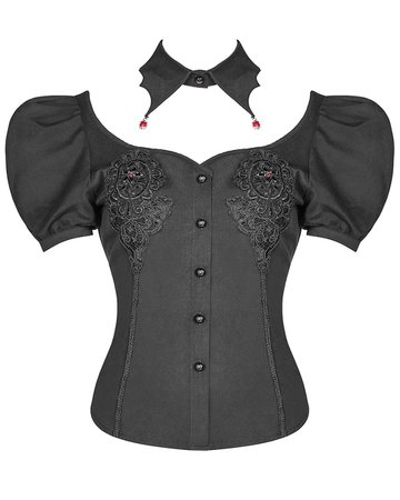 Punk Rave WY-963 Womens Gothic Blouse Top & Collar - Punk Rave