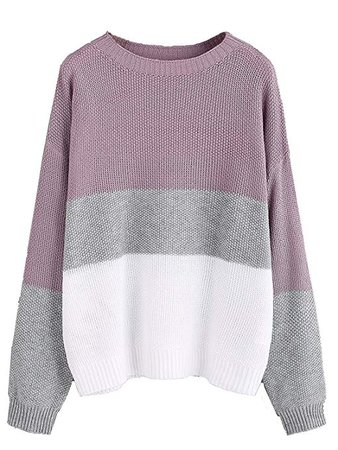 Over Sized Purple and Grey Color Block Sweater