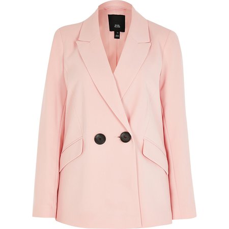 Pink double breasted blazer | River Island