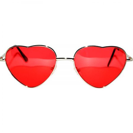 OWL ® Eyewear Sunglasses Heart Women’s Metal Silver Frame Red Lens One Pair | Online Welcome