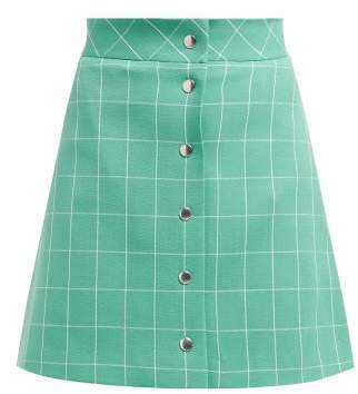 High Rise Checked Crepe Mini Skirt - Womens - Green White