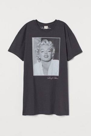 Printed T-shirt Dress - Dark gray/Marilyn Monroe - Ladies | H&M US