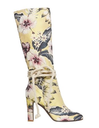floral yellow boots