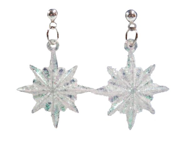 2lewa Iridescent Snowflake Earrings