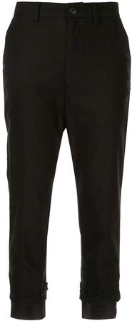 button cuff cropped trousers