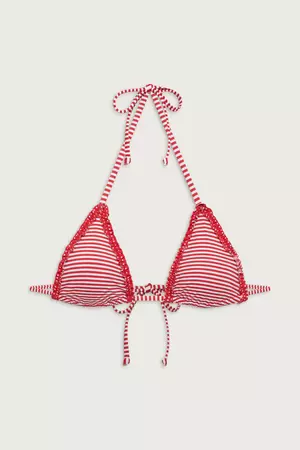 Nick Triangle Halter Bikini Top - Scarlet Stripe