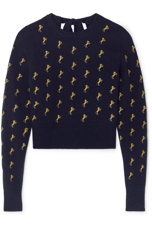 Chloé | Embroidered wool-blend sweater | NET-A-PORTER.COM