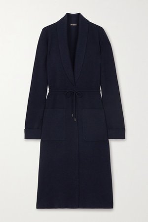 Belted Cashmere And Silk-blend Cardigan - Navy