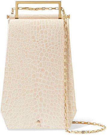 Maison Etnad - Eloine Croc-effect Leather Shoulder Bag - Cream