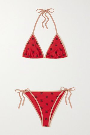 Red Embroidered triangle bikini | Fendi | NET-A-PORTER