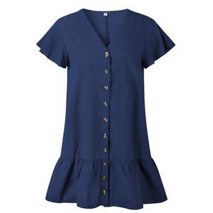 Casual Mini Dress V-Neck Short Sleeve Ruffle Buttons Women Cotton Whit – Rockin Docks Deluxephotos