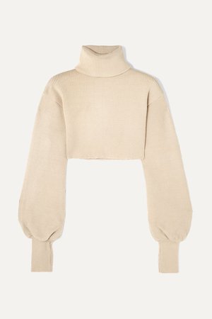 ORSEUND IRIS Cropped ribbed-knit turtleneck sweater