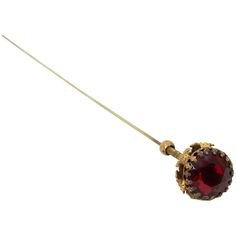 1stdibs - Nouveau Trembler Hat Pin Molded Glass Flower 1900S Victorian Garnet Gold