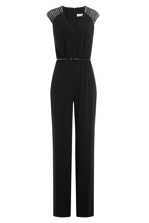 Jumpsuit with Sheer Embroidered Shoulders Gr. US 8