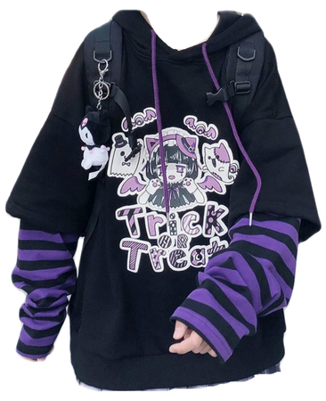 purple kawaii halloween trick or treat hoodie